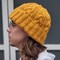Classic Cable Knit Beanie with Folding Brim in Mustard product 1